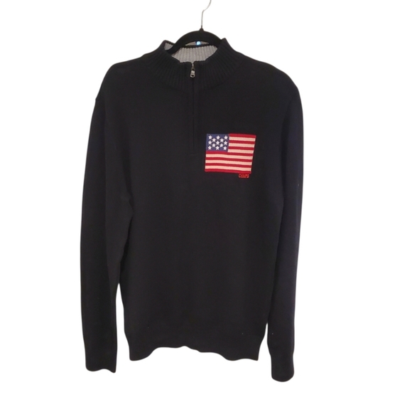 Men's Chaps American Flag Quarter Zip Patriotic Sweater Size Large - Picture 3 of 9